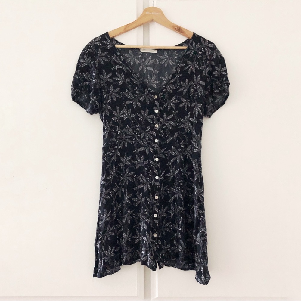 Honey Punch Button-Down Floral Mini Dress